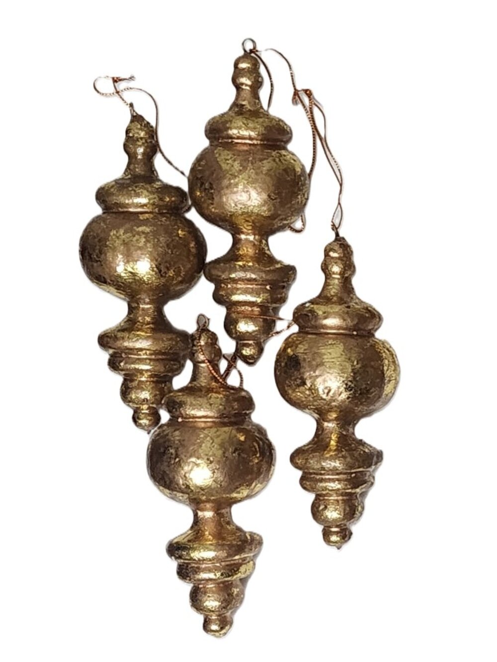 Holiday Gold Leaf Ornaments Handmade: 4 Gold Leaf Pendant Ornament